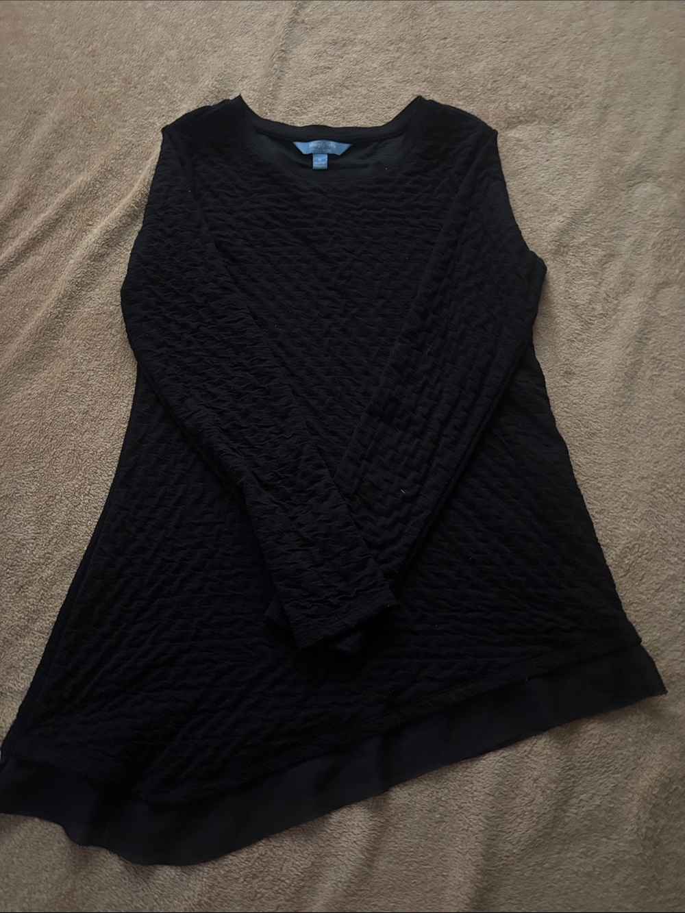 Simply Vera Vera Wang Black Textured Crew Neck Sweater